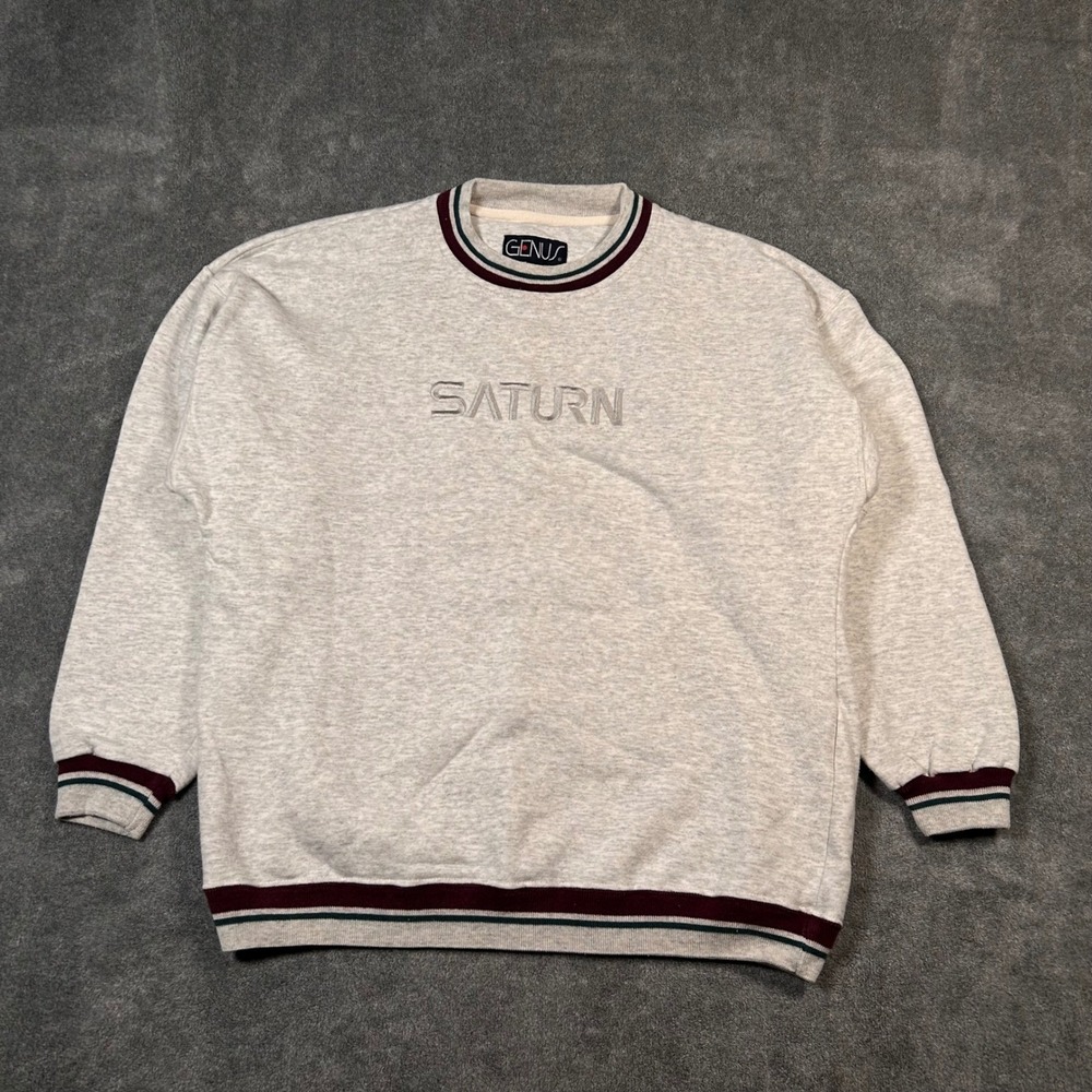 Saturn Sweatshirt Crewneck Gray Embroidered Vintage Pullover Mens XL USA Genus